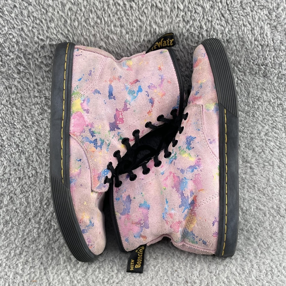 Dr Marten Sheridan Suede Boot Women 7 Pink Paint Pastel Grunge Punk Cottage Core - Picture 7 of 10